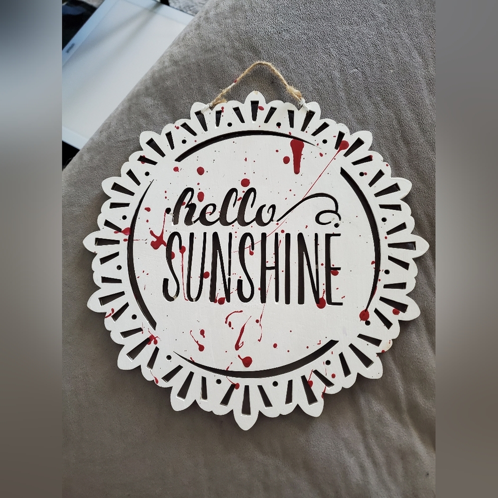 Hand Painted Red Splatter Wood Hanging Sign
